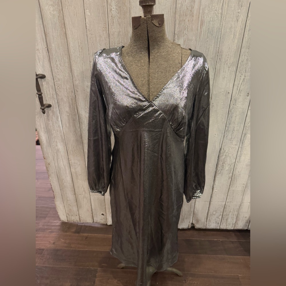 Shiny Metallic Long Sleeve Dress